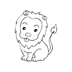 Lion cartoon illustration isolated on white background for children color book