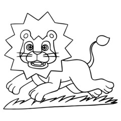 Lion cartoon illustration isolated on white background for children color book