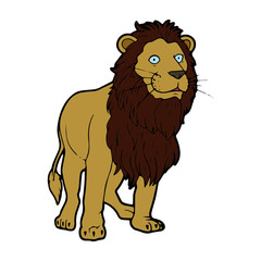 Lion cartoon illustration isolated on white background for children color book