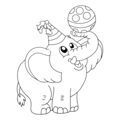 Elephant cartoon illustration isolated on white background for children color book