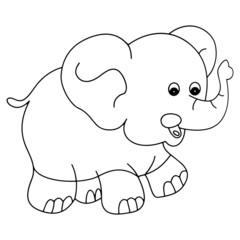 Elephant cartoon illustration isolated on white background for children color book