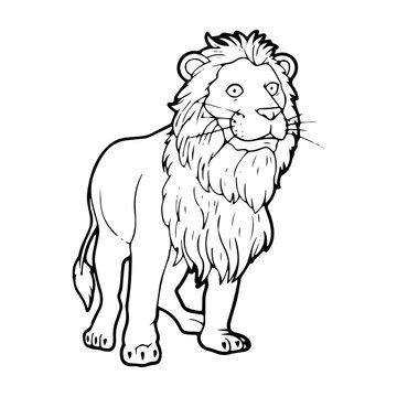 Lion cartoon illustration isolated on white background for children color book