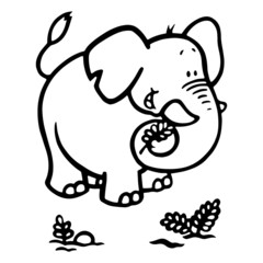 Elephant cartoon illustration isolated on white background for children color book