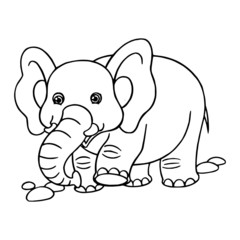 Elephant cartoon illustration isolated on white background for children color book