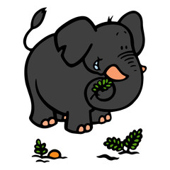 Elephant cartoon illustration isolated on white background for children color book