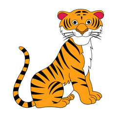 Tiger cartoon illustration isolated on white background for children color book