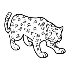 Leopard cartoon illustration isolated on white background for children color book