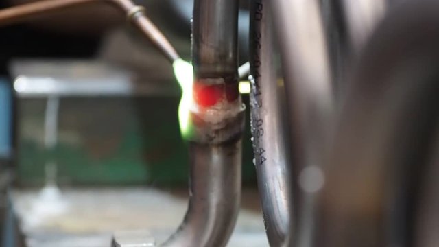 Braze welding process in a metalworking company.