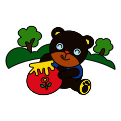 Bear cartoon illustration isolated on white background for children color book
