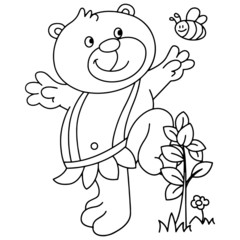Bear cartoon illustration isolated on white background for children color book