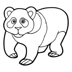 Panda cartoon illustration isolated on white background for children color book