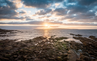 Sunset and coastline from John O'Groats, Scotland