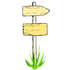 Road wooden sign with grass - 211766324