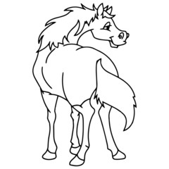 Horse cartoon illustration isolated on white background for children color book