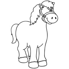 Horse cartoon illustration isolated on white background for children color book