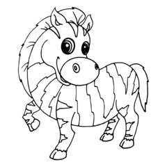 Zebra cartoon illustration isolated on white background for children color book