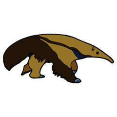 Anteater cartoon illustration isolated on white background for children color book
