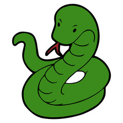 Snake cartoon illustration isolated on white background for children color book