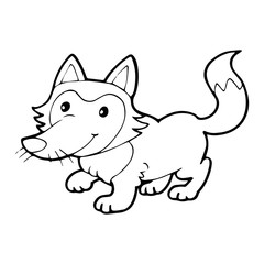 Fox cartoon illustration isolated on white background for children color book