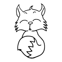 Fox cartoon illustration isolated on white background for children color book