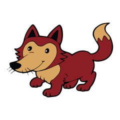 Fox cartoon illustration isolated on white background for children color book