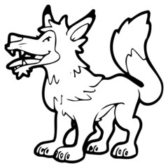 Wolf cartoon illustration isolated on white background for children color book