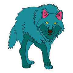 Wolf cartoon illustration isolated on white background for children color book