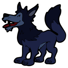 Wolf cartoon illustration isolated on white background for children color book