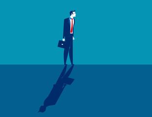 Businessman and shadow. Concept business contrasts vector illustration, Direction, Different.