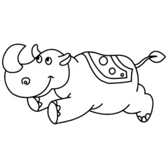 Rhino cartoon illustration isolated on white background for children color book