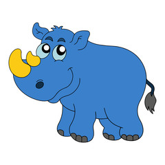 Rhino cartoon illustration isolated on white background for children color book