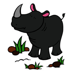 Rhino cartoon illustration isolated on white background for children color book