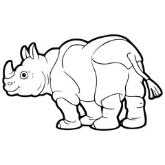 Rhino cartoon illustration isolated on white background for children color book