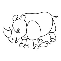 Rhino cartoon illustration isolated on white background for children color book