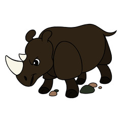 Rhino cartoon illustration isolated on white background for children color book