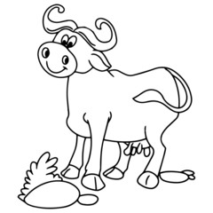 Obraz na płótnie Canvas Buffalo cartoon illustration isolated on white background for children color book