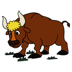 Buffalo cartoon illustration isolated on white background for children color book