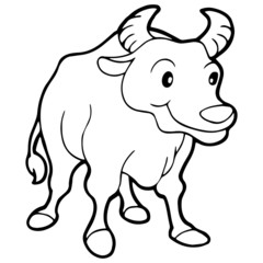 Buffalo cartoon illustration isolated on white background for children color book