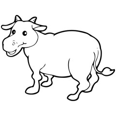 Fototapeta na wymiar Buffalo cartoon illustration isolated on white background for children color book