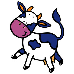 Cow cartoon illustration isolated on white background for children color book