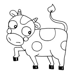 Cow cartoon illustration isolated on white background for children color book