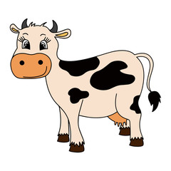 Cow cartoon illustration isolated on white background for children color book