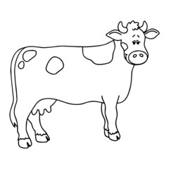 Cow cartoon illustration isolated on white background for children color book