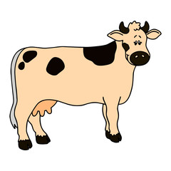 Cow cartoon illustration isolated on white background for children color book