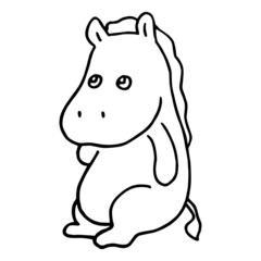 Obraz na płótnie Canvas Hippo cartoon illustration isolated on white background for children color book