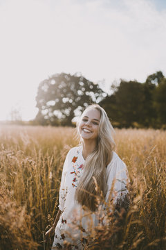 Happy girl in the fields