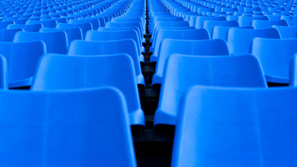 Stadium with blue seats up geometry lines