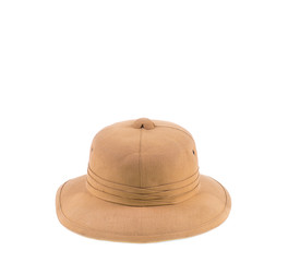 vintage cork hunting tropical colonial helmet isolated on white background