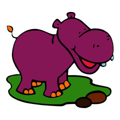 Hippo cartoon illustration isolated on white background for children color book