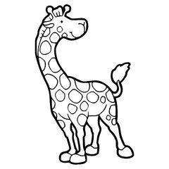 Giraffe cartoon illustration isolated on white background for children color book